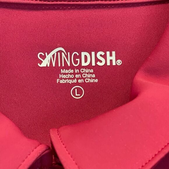 Swing Dish Shirt Women's Large Red Collared Clara Long Sleeve Crimson Golf Polo - Picture 4 of 15